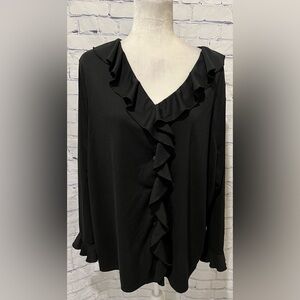 Avenue Plus Size Women's Ruffled Blouse Black Size  26/28